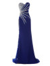 Sweetheart Neckline Royal Blue Chiffon Beads Long Prom Dress 